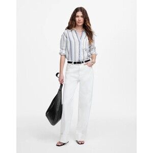 MADEWELL Petite Low-Slung Baggy Jeans 24P Pure White Wide Leg NWT B20